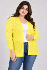 F&F Women Lemon Yellow Open Front Knitted Cardigan
