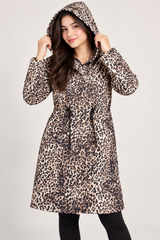 F&F Women Leopard Print Hooded Long Coat