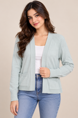 F&F Women Mint Green Open Front Knitted Cardigan