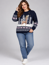 F&F Women Navy Blue Christmas Reindeer Sequin Knitted Jumper