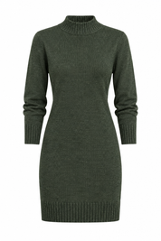 F&F Women’s Olive Green Knitted Sweater Dress in UK Size S. Stylish long-sleeve ribbed knit design, perfect for casual everyday wear and cooler seasons.