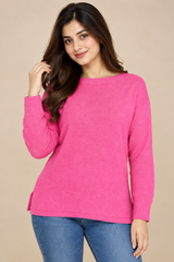 F&F Women Pink Ribbed Knit Jumper