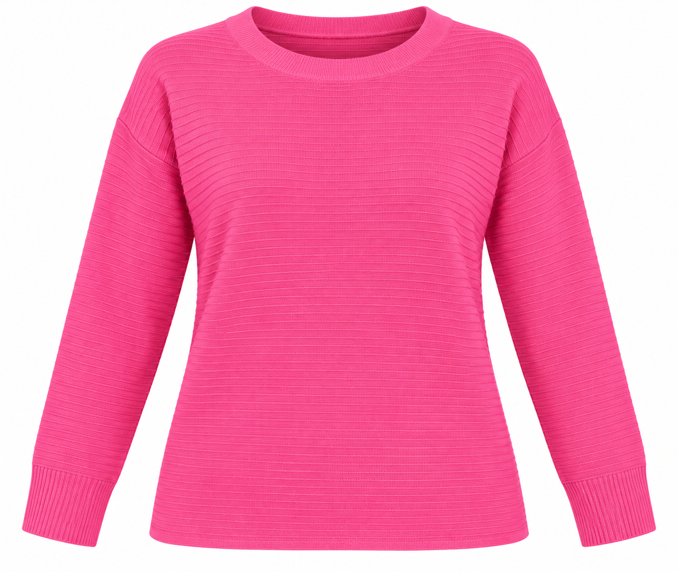 F&F women’s pink ribbed knit jumper in UK Size M. Stylish crew neck, long sleeves and comfortable relaxed fit for everyday casual wear.
