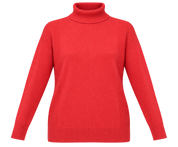 F&F women’s red turtleneck jumper in UK Size L. Stylish long-sleeve knit sweater with ribbed details in 4-star very good condition.