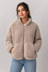 F&F Women’s Beige Teddy Fleece Jacket