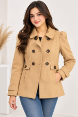 F&F Women’s Camel Double-Breasted Tailored Coat