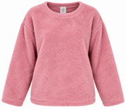  F&F Women’s Pink Teddy Fleece Jumper in UK Size M. Soft, fluffy and cozy sherpa-style pullover, perfect for casual autumn and winter wear.