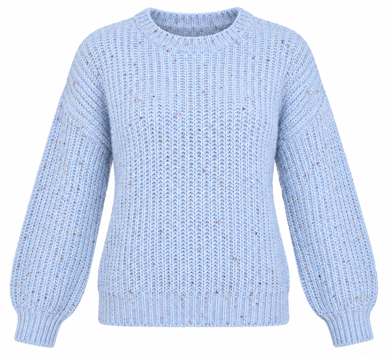  F&F women’s sky blue flecked knit jumper in UK Size 12. Cosy crew-neck sweater with long sleeves and ribbed detailing for everyday wear.