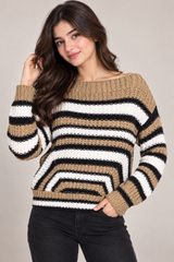 F&F Women Striped Chunky Knit Jumper