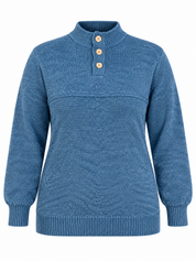  F&F Women's Blue Textured Knit Jumper in UK XXL. Stylish button neck, long sleeves and cosy relaxed fit. Chest 21", length 25". Shop now!