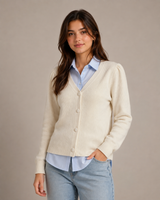 F&F Women's Cream Ribbed Button-Up Cardigan