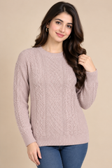 F&F Women's Dusty Pink Cable Knit Jumper