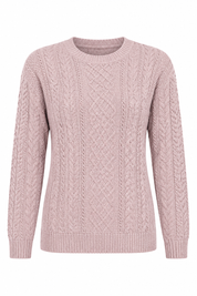 F&F women's dusty pink cable knit jumper in UK size L. Soft textured knit, classic crew neck and long sleeves, perfect for stylish everyday wear.