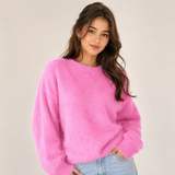 F&F Women's Fluffy Pink Knit Sweater