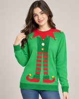 F&F Womens Green & Red Festive Nutcracker Christmas Jumper