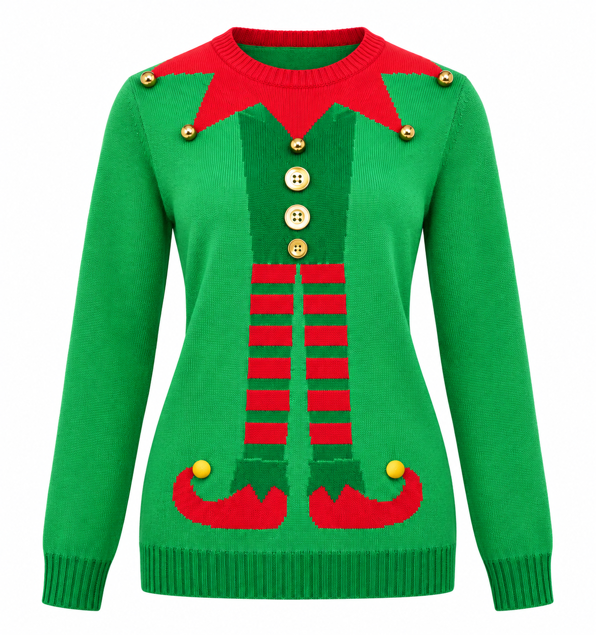   F&F women's festive green and red Christmas jumper in UK Size 16. A stylish Nutcracker-inspired knitted jumper, perfect for winter and Christmas celebrations.
