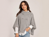 F&F Women's Grey Knitted Poncho Cape