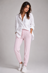 F&F Women's Light Pink Cable Knit Jogger Trousers
