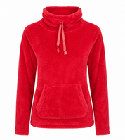  F&F Women's Red Fleece Hoodie in UK Size M. Soft, warm and comfortable casual hoodie with high neck, drawstring detail, long sleeves and kangaroo pocket.