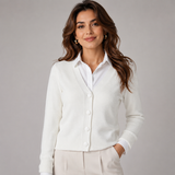 F&F Women's White Ribbed Knit Button Cardigan