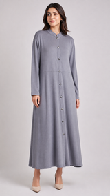 Farnham Womens Grey Button Front Long Dress