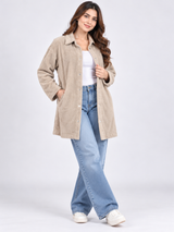 FASHION Women Soft Textured Fleece Shacket