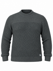 FIRETRAP Men's Charcoal Grey Waffle Knit Jumper in UK 3XL. Stylish textured winter sweater with ribbed cuffs and a comfortable smart-casual fit.