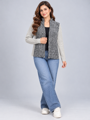 FIRETRAP women's grey and charcoal textured open front cardigan in UK XL. Chest 20", length 32". Stylish, comfortable knitwear for everyday layering.