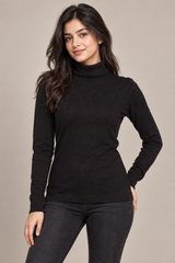 Florence+Fred Women Black Roll Neck Long Sleeve Top