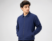  Folk Men’s Navy Blue Zip-Up Jacket in UK Size S. Stylish collared design, full zip fastening and practical pockets. Perfect for casual everyday wear.