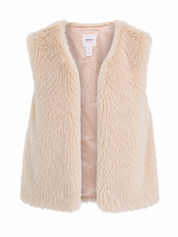 FOREVER Girls Beige Faux Fur Gilet in UK 9/10. A soft, stylish and cozy sleeveless vest perfect for fashionable everyday and winter outfits.