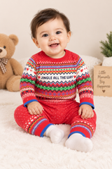 FRED&FLO Baby Christmas Fair Isle Knitted Romper