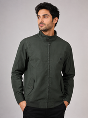   French Connection Men's Olive Green Lightweight Jacket in UK 3XL. Featuring a full zip, stand collar, flap pockets and versatile casual design.