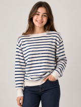 GALERIES LAFAYETTE Cream & Navy Striped Knit Jumper