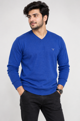 GANT Men Royal Blue V-Neck Jumper