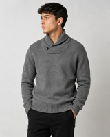 GAP Men's Grey Shawl Collar Knit Sweater with Button