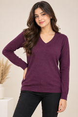 GAP Women Plum V-Neck Knit Jumper