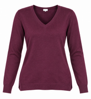 GAP women’s plum V-neck knit jumper in UK Size M. A stylish long-sleeve knit ideal for casual wear, work and everyday layering.