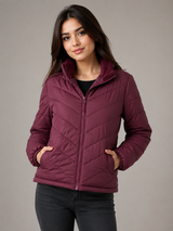 GAP Women's Burgundy Quilted Puffer Jacket