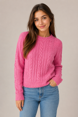 GAP Womens Pink Cable Knit Sweater