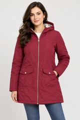 Gelert Women Burgundy Hooded Padded Parka Coat