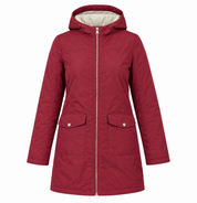  Gelert women’s burgundy padded parka coat in UK 16. Features a cosy hood, full zip fastening, long sleeves and practical front pockets.