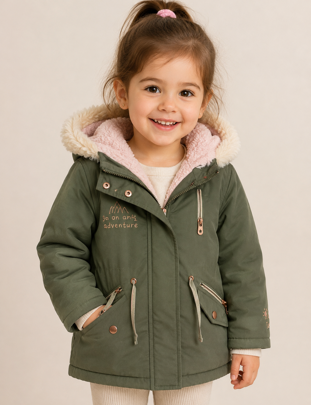 Keep your little one cosy with this George Baby Girls Olive Green Faux Fur Hooded Winter Parka Jacket for ages 3–4 years. Soft fleece lining, warm hood, stylish design, and UK handpicked quality.