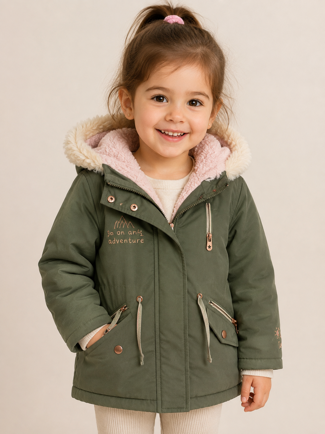 Keep your little one cosy with this George Baby Girls Olive Green Faux Fur Hooded Winter Parka Jacket for ages 3–4 years. Soft fleece lining, warm hood, stylish design, and UK handpicked quality.