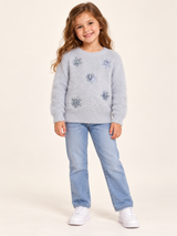 George Girl Light Grey Fluffy Snowflake Jumper