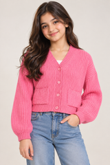 George Girl Pink Cropped Knitted Cardigan