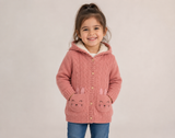 GEORGE Girls Pink Bunny Hooded Knit Cardigan