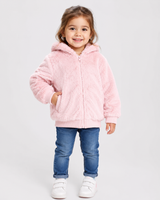 George Girls Pink Fluffy Hooded Jacket