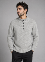 George Men’s Chunky Knit Button Neck Jumper