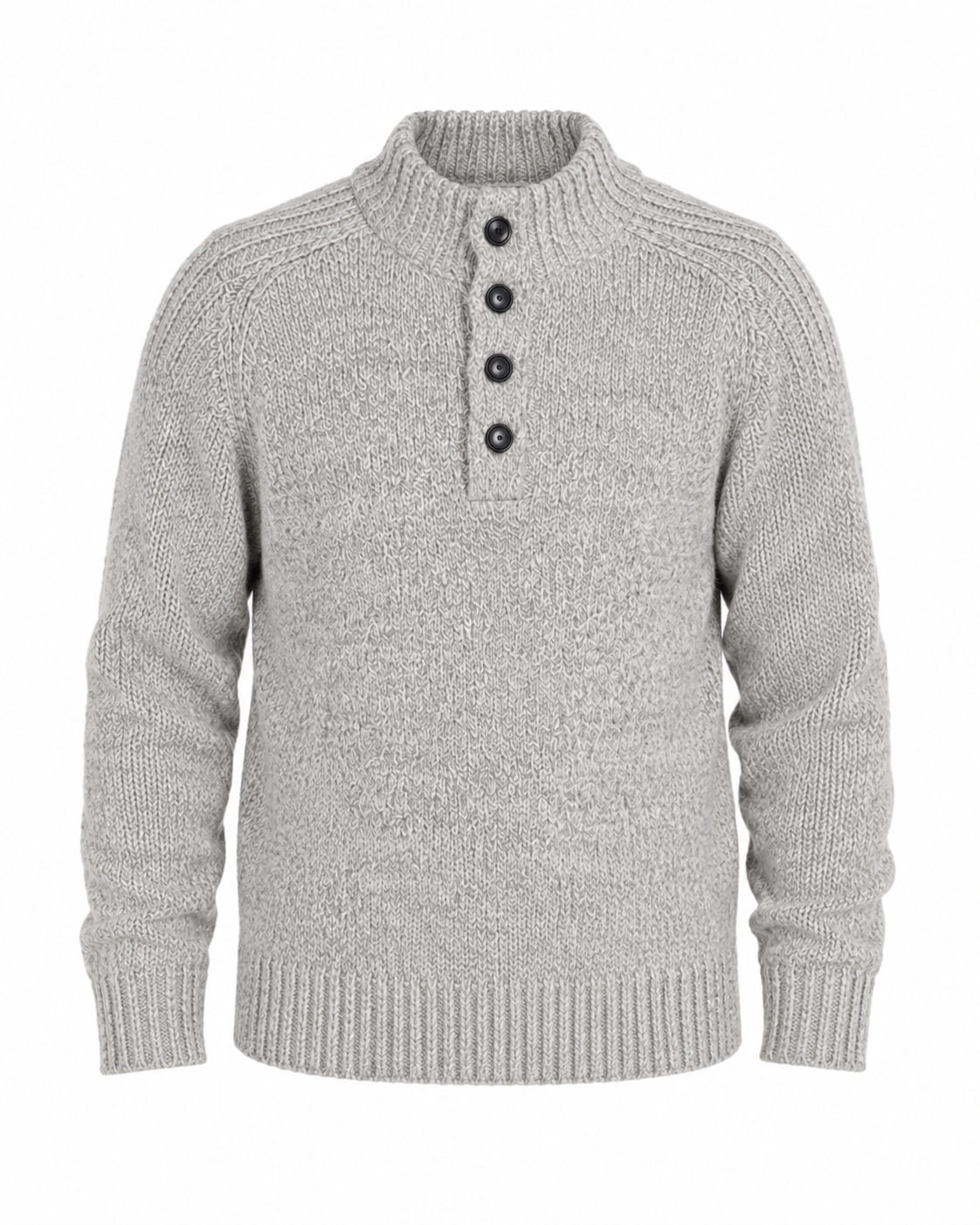 George men’s chunky knit jumper in grey brown, UK XL. Features a button neck, textured knit, long sleeves and ribbed cuffs. Ideal for autumn and winter.
